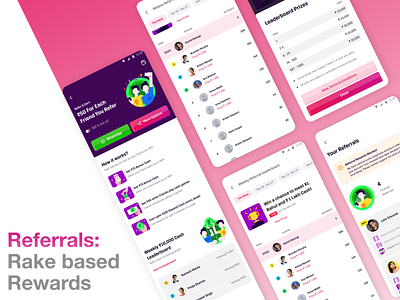 Referrals with rake based rewards commission sharing gaming mobile referral ui ux