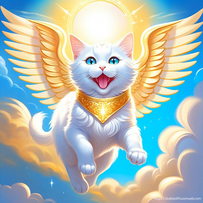 Kitty Heaven angel cat diffusion fly generator image kitten stable wings