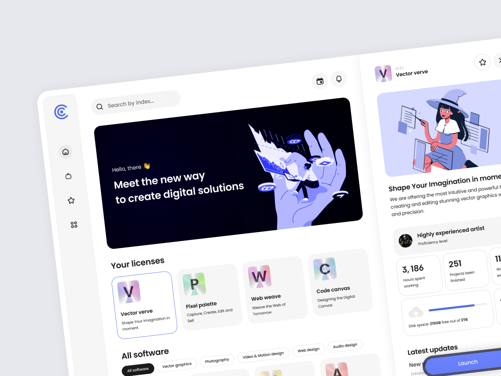 App manager dashboard design concept adobe app app store dashboard design challenge glassmorphism holographic manager minimalism personal area typography ui ux web design
