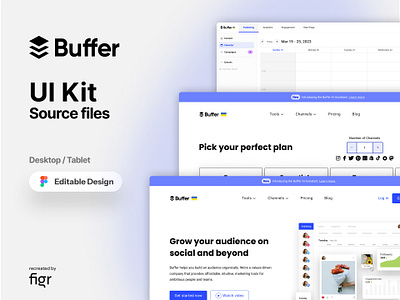 Make Buffer UI your own branding design editable figma free kit management mockup paltform redesign social media software template ui ui kit ui ux web app web design website