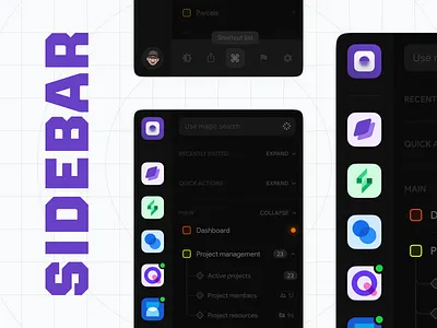 Sidebar - Advanced clean menu navigation pannel platfrom sidebar ui ux web