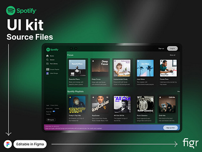 Make Spotify UI your own branding design editable figma figma editable free kit mockup music app redesign spotify template ui ui design ui kit ui ux web app web design website youtube music