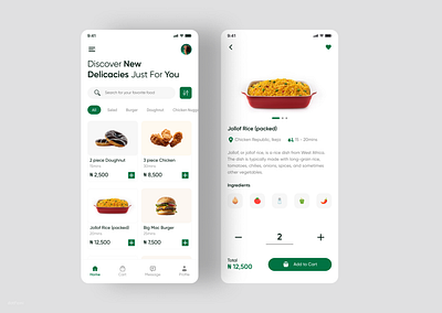 A Food App UI Exploration food food app food app ui food app ui design food order food order app green green food