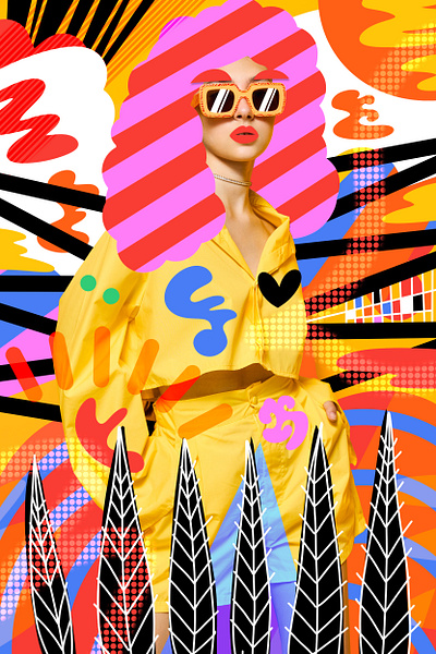 'Sunset Party' Digital Illustration artwork collage design illustration illustrator mixed media photo collage procreate