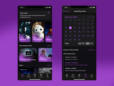UI screens of the app for IT events app design apple calendar dark event event scheldule figma human guidelines human interface guidelines interface ios it mobile app mobile design mobile ui scheldule technology ui ui ux upcoming events