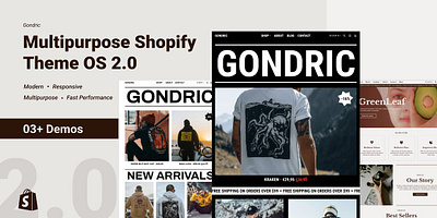 Gondric - Multipurpose Shopify Theme branding illustration online store packaging template