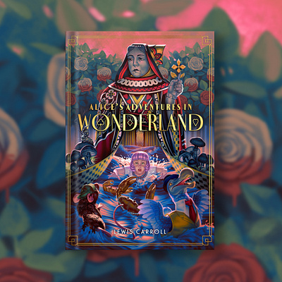 Book Cover Design: Alice in Wonderland alice in wonderland book cover book cover artist book cover designer book design book illustrator digital illustration digital painting dodo bird fantasy art illustration middle grade book cover middle grade fantasy red queen surreal fantasy