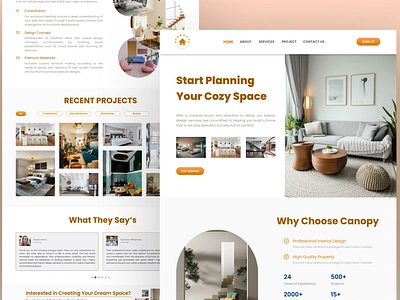 Landing Page of An Interior Design "Canopy" branding design interior landing page ui