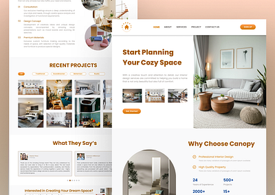 Landing Page of An Interior Design "Canopy" branding design interior landing page ui