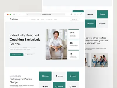 LifePath - Life Coaching Company Website agency clean company company profile corporate landing page life life caoch website life coaching modern soft green ui ui design ux web design website design
