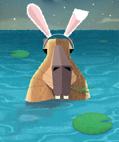 Easter Capybara animation bunny capybara cartoon cute easter lake motion motion graphics night