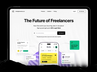 Freelancer app landing page branding cards freelacer header hiring hiring app job search landing page mobile app product design saas search typography ui ui ux user experience ux web website