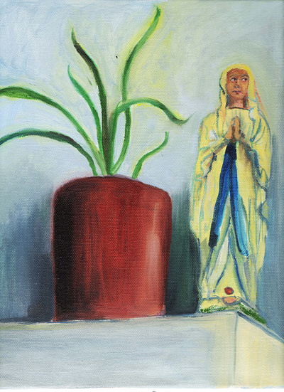 La plante verte et la Sainte Vierge painting