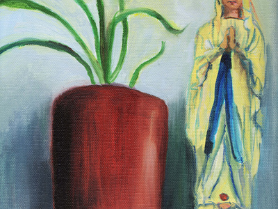 La plante verte et la Sainte Vierge painting