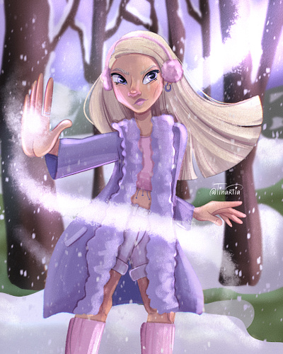 Cartoon charatcer - snow magic book book illustration cartoon cartoon character character design digitalillustration illustration magic portrait art power procreate purple snow winter