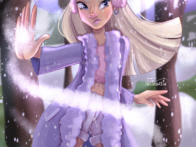 Cartoon charatcer - snow magic book book illustration cartoon cartoon character character design digitalillustration illustration magic portrait art power procreate purple snow winter