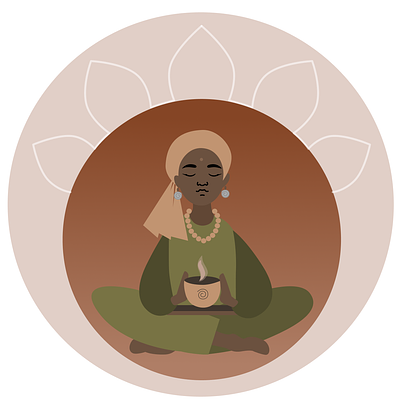 Coffee meditation 2d art design graphic design illustration logo sticker vector