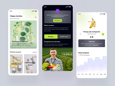 Farm Mobile App android app banana chart dark design farm farmer farming green ios mobile popular supiyandi ui uidesing userinterface ux vegetables website