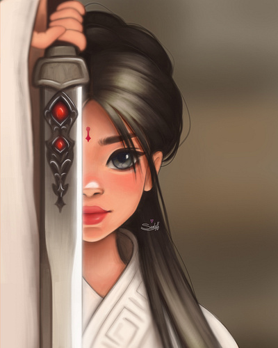 Sword Girl 2d 2d art art character design design digital art digital painting graphic design illustration ui