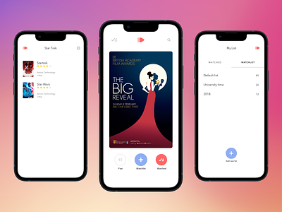 Watchlist • Mobile App Design • 2019 app cinema list mobile simple swipe ui ux watch watchlist