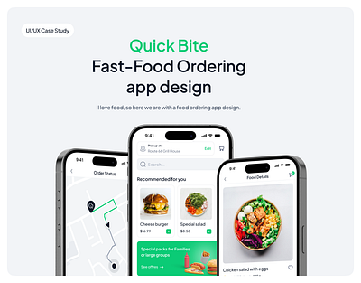 Quick Bite - UX Case Study - Food ordering app app casestudy delivery food food app food delivery food delivery app food order googlecourse minimal mobile order ordering ui uiux