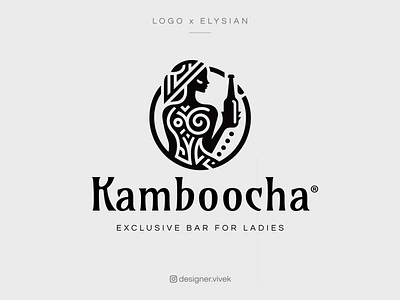 Kamboocha - Logo Design 3d bar logo beer logo branding drink logo illustration kamboocha ladies lady logo logo logo design pub logo symbol symbol icon