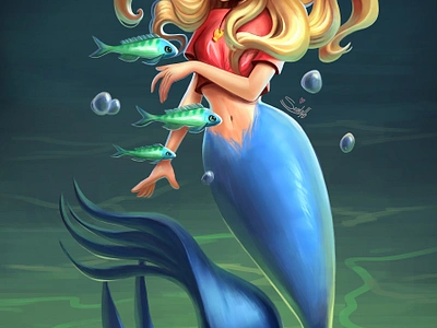 Mermaid 2d art art branding character design design digital art digital painting graphic design illustration ui