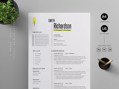 Resume/CV cover letter cv template design illustration professional resume ui us letter vector word