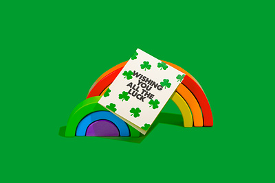 Wishing You Luck Greeting Card design encouragement greeting card illustration ireland irish luck lucky march pattern pot of gold rainbow shamrock spring time st patricks day stationery typography