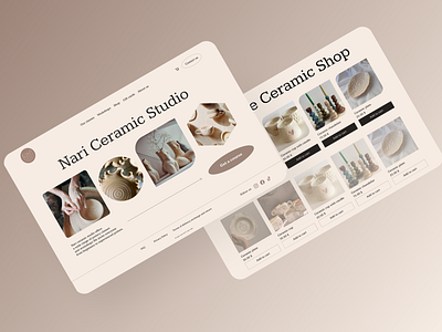 Nari Ceramic Studio branding ceramic ceramicstudio components design figma graphic design logo motion graphics pastelcolors shop studio ui uiux ux webdesign