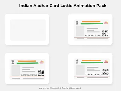 Aadhar Card Vector SVG Lottie Animation aadhar card aadhar card identity aadhar card processing aadhar card upload success aadhar card validation aadhar card validation failed animation design failure illustration lottie animation motion graphics processing success svg animation upload success ux vector animation website aadhar card animation