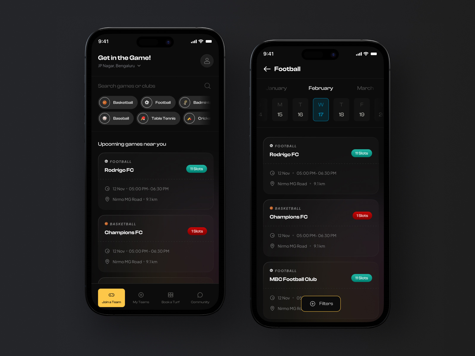 Panenka- Game Finding App bento ui colour pop dark ui game finder app gaming app gradient ui landing page landing page design mobile mobileapp modern ui pop colours retro modern sports app ui ui inspirations uidesign ux website design
