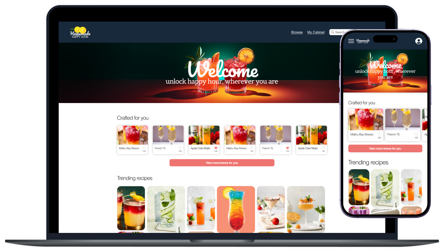 Homemade Happy Hour alcohol branding design graphic design illustration logo responsive typography ui ux web website