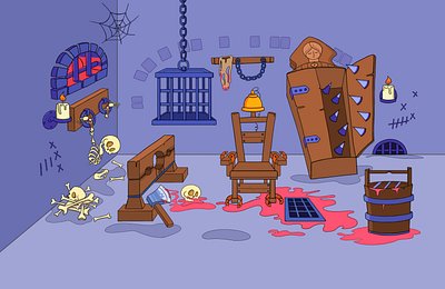 Flat illustration of a torture room background design illustration vector