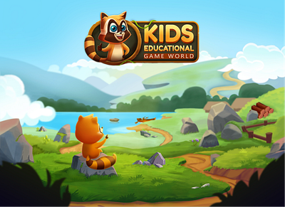 Background illustration for the kid's game character logo digital painting game logo graphic design illustration kid illustration mobile mobile game ui