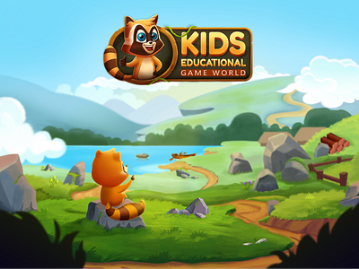 Background illustration for the kid's game character logo digital painting game logo graphic design illustration kid illustration mobile mobile game ui