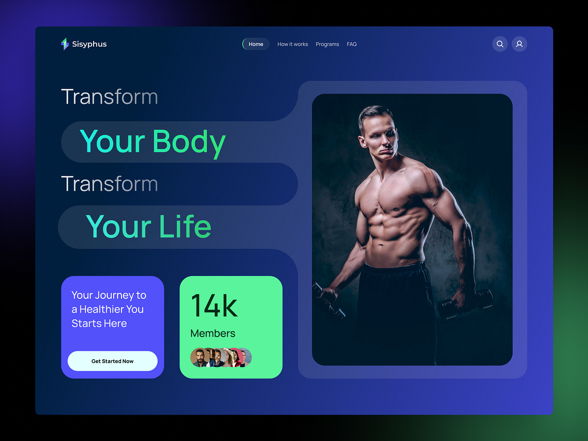 Fitness Web Design UI UX Design by Mostafizur Rahaman on Dribbble