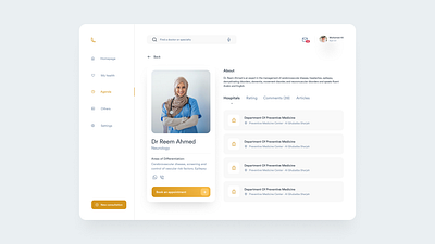 Medical appointment about appointment booking design concept detail page doctor gold medical ui ui design web