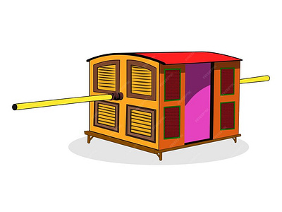 Palanquin (palki) cartoon style vector illustration ancient asia female