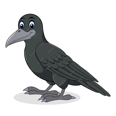 Cartoon crow cute vector illustration dark wings