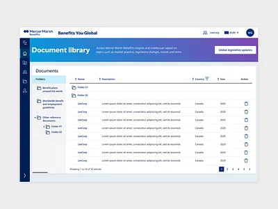 Document Library UI dashboard design document library list ui ux