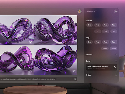 MidJourney VisionOS | Spatial UI 3d ai app clean design minimal modern product design purple spatialui ui ux visionos