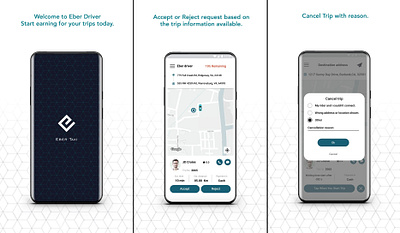 Eber Taxi Booking Mobile App mobile ui