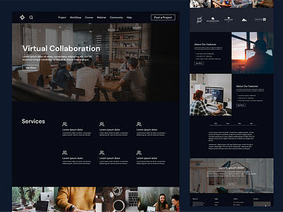 Collaboration Hub Landingpage darkmode landingpage ui ux website