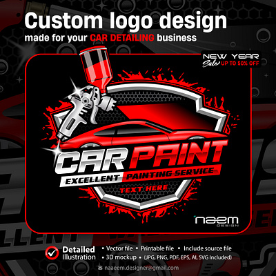 Car Paint logo auto spa logo car detailing logo car paint logo car painting logo detailing logo paint logo