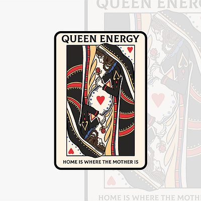 Queen Energy Logo branding card design digital illustration drawing graphic design illustration logo logo design logo vintage playing card queen rectangle logo vector