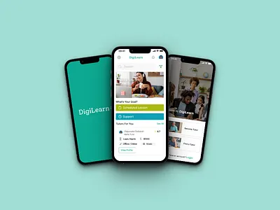 DigiLearn - An Edtech Mobile App edtech figma homescreen interaction design onboarding screen product design ui uidesign uxdesign visual design