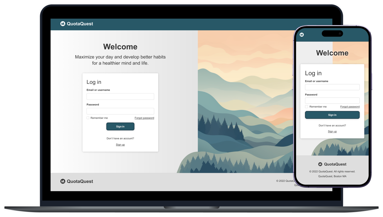 QuotaQuest ai ai art app branding design goals graphic design habit tracker responsive tracking ui ux website
