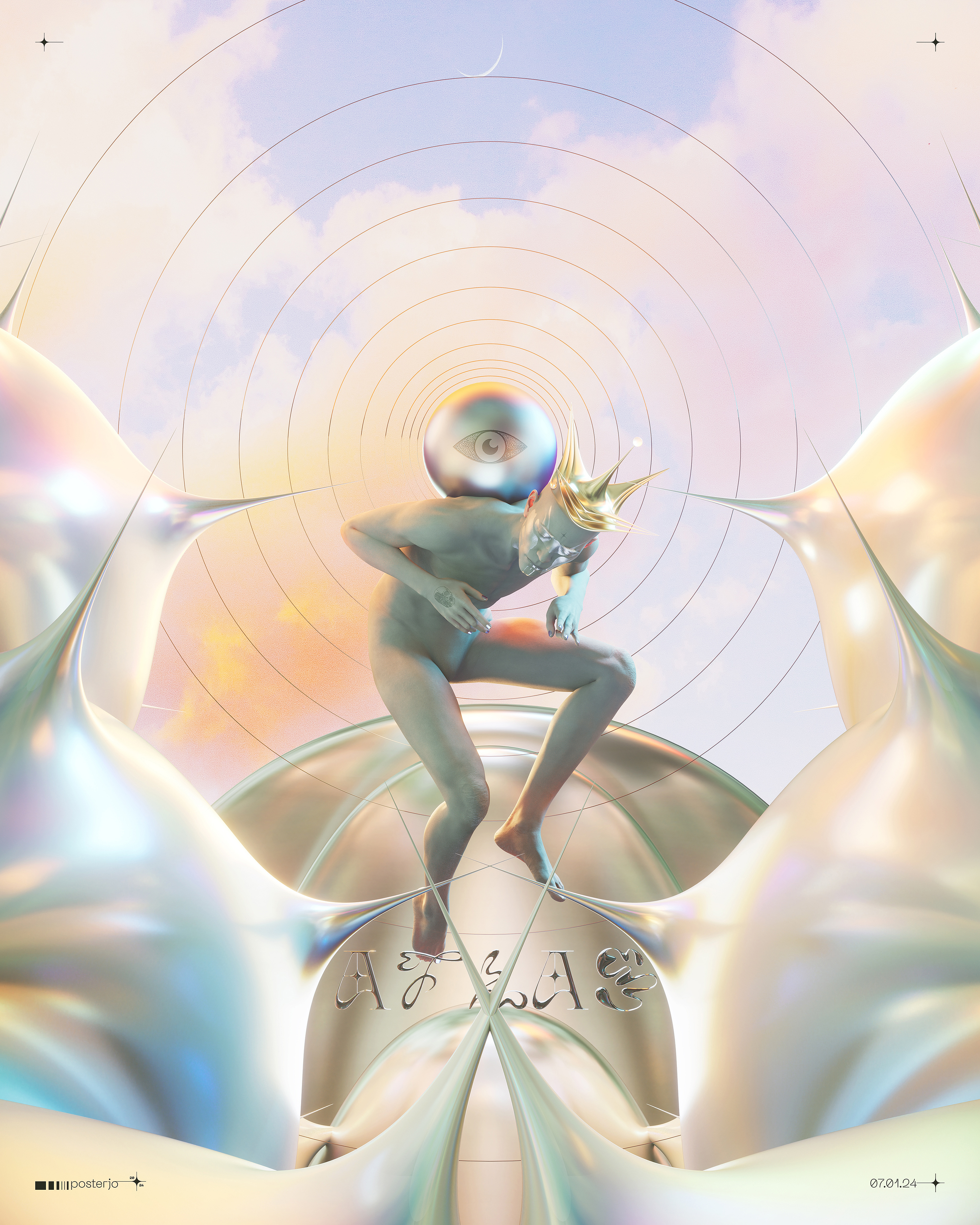 Atlas - 07.01.24 3d artwork 3dart blender c4d chrometype cinema4d joan sterjo joansterjo poster posterjo render specular typography