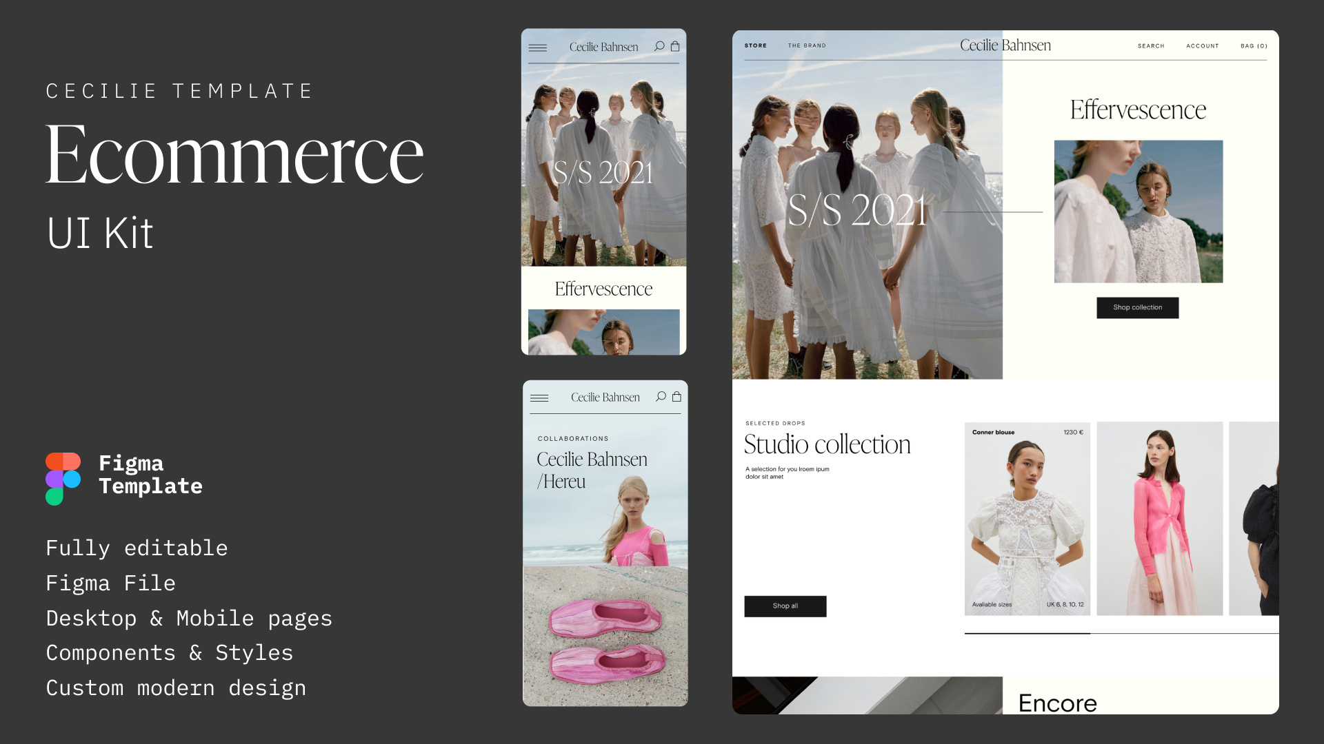 Cecilie - Ecommerce template for Figma design ecommerce editorial fashion figma graphic design template ui uikit ux